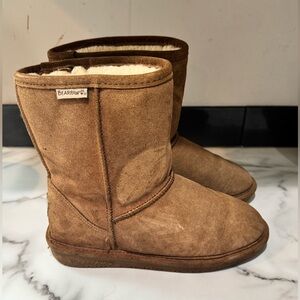 BEARPAW S410Y EVA SUEDE SHEEPSKIN BOOTS YOUTH GIRLS 4 HICKORY BROWN